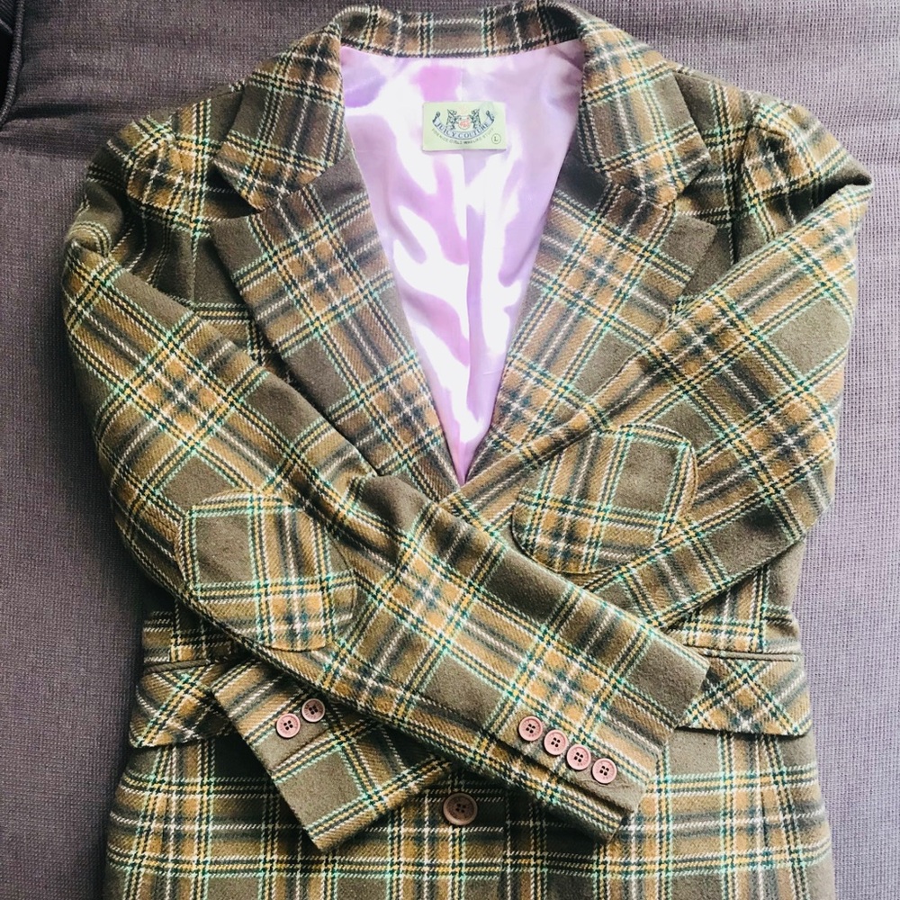 Juicy Couture Fleece Size Large Green Plaid Jacket